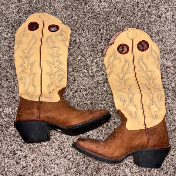 Tony Lama Women’s Yellow Western Cowboy Boots - Picture 1 of 6